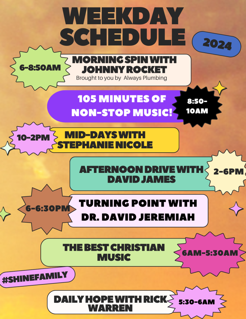 The New Shine Edmonton Weekday Schedule! Shine FM