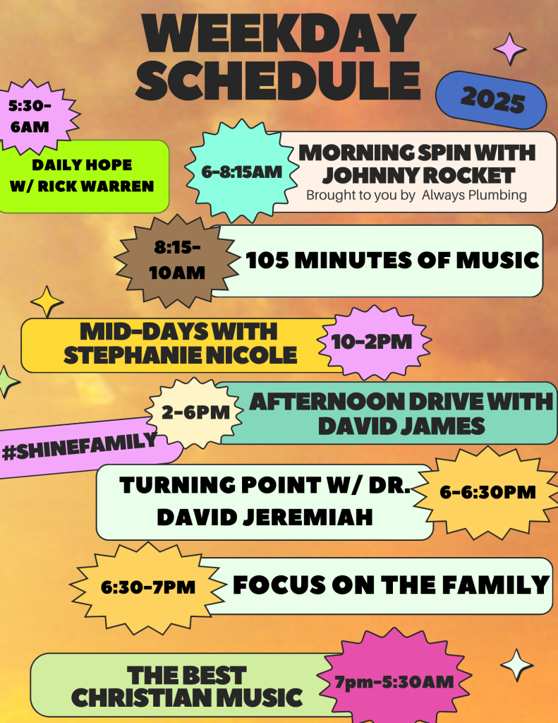 105.9 Shine FM Weekday Schedule 