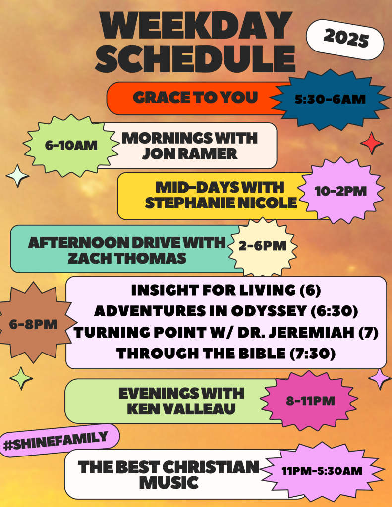 90.5 Shine FM Weekday Schedule